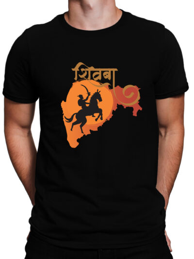 Shivba Black Unisex Front & Back Round Neck Printed T-Shirts