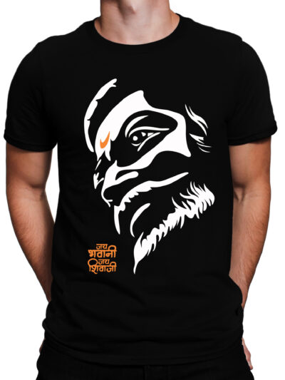 Jai Bhavani Jai Shivaji Black Unisex Front & Back Round Neck Printed T-Shirts