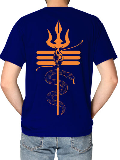 Karpurgauram Navy Blue Back Men Round Neck Printed T-Shirts