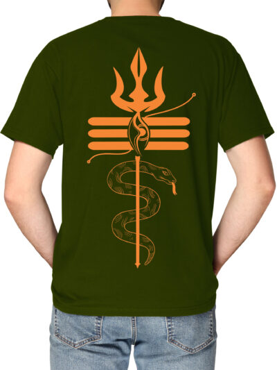 Karpurgauram Olive Green Back Men Round Neck Printed T-Shirts