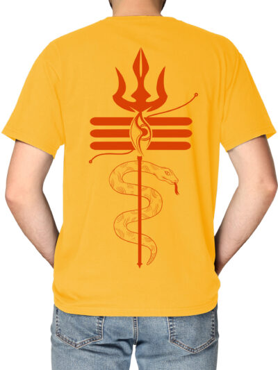 Karpurgauram Yellow Back Men Round Neck Printed T-Shirts