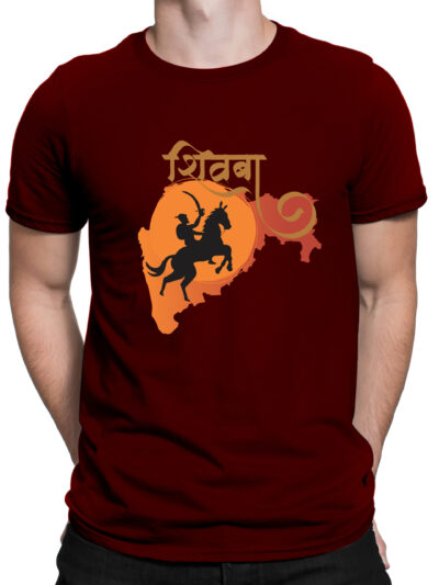 Shivba Maroon Unisex Front & Back Round Neck Printed T-Shirts