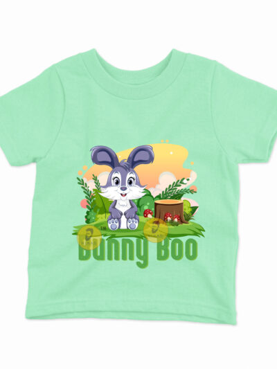 Bunny Boo Mint Kids Round Neck Printed T-Shirts