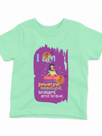 I am Powerful Mint Kids Round Neck Printed T-Shirts