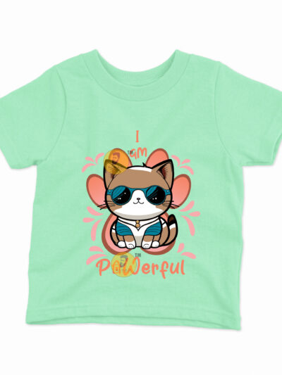 Pawerful Mint Kids Round Neck Printed T-Shirts