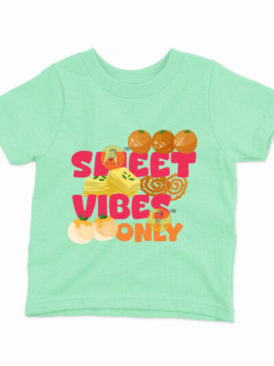 Sweet Vibes Mint Kids Round Neck Printed T-Shirts