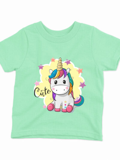 Cute Mint Kids Round Neck Printed T-Shirts