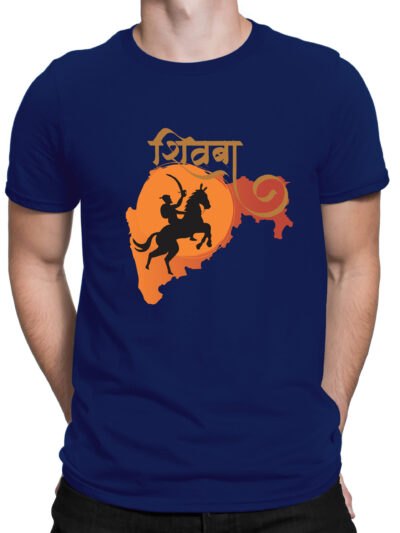 Shivba Navy Blue Unisex Front & Back Round Neck Printed T-Shirts