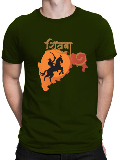 Shivba Olive Green Unisex Front & Back Round Neck Printed T-Shirts