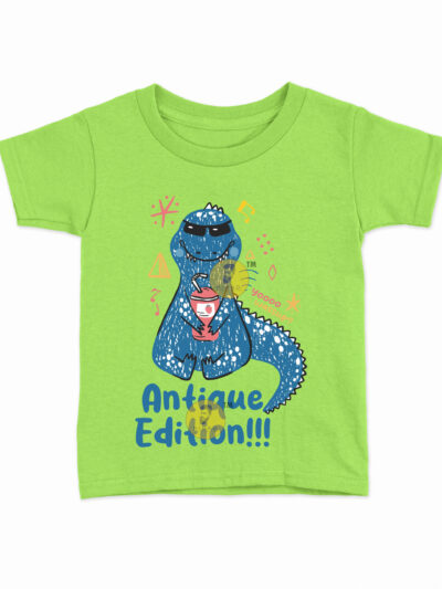 Antique Edition Parrot Green Kids Round Neck Printed T-Shirts