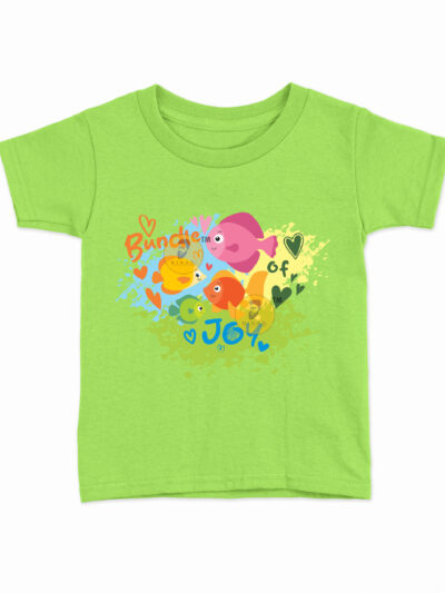 Bundle Of Joy Parrot Green Kids Round Neck Printed T-Shirts