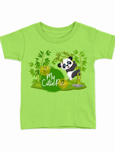 Cutie Pie Parrot Green Kids Round Neck Printed T-Shirts