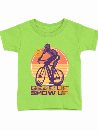 Gear Up Parrot Green Kids Round Neck Printed T-Shirts
