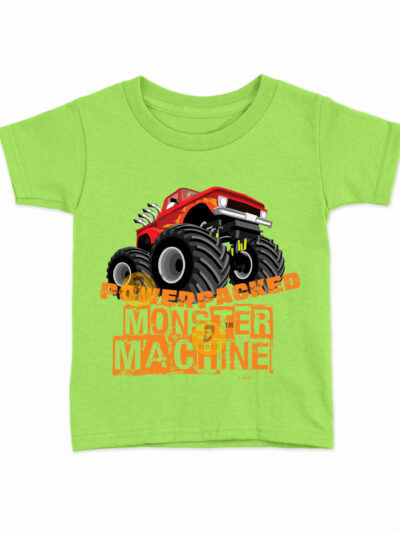 Monster Machine Parrot Green Kids Round Neck Printed T-Shirts