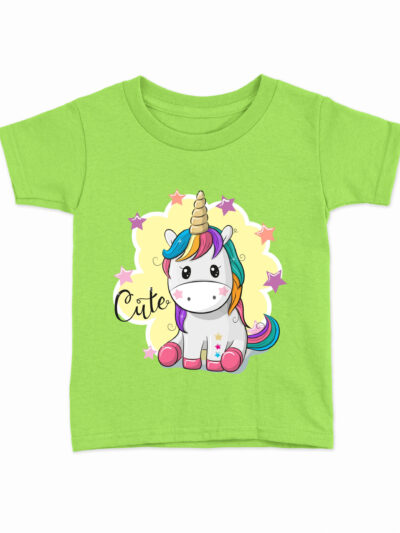 Cute Royal Parrot Green Kids Round Neck Printed T-Shirts