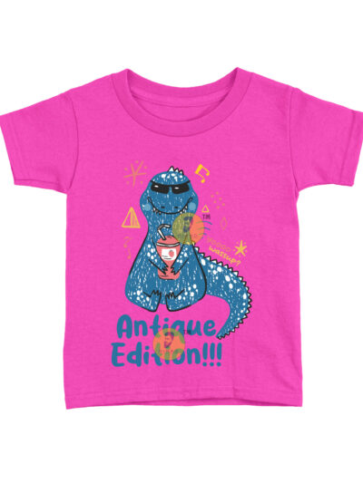 Antique Edition Pink Kids Round Neck Printed T-Shirts