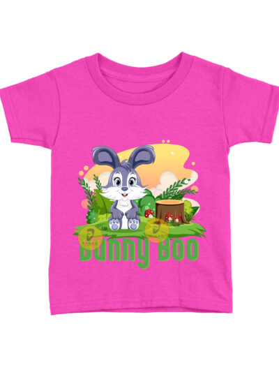 Bunny Boo Pink Kids Round Neck Printed T-Shirts