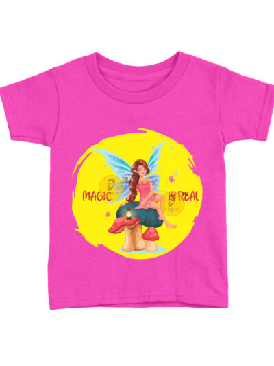 Fairy Pink Kids Round Neck Printed T-Shirts