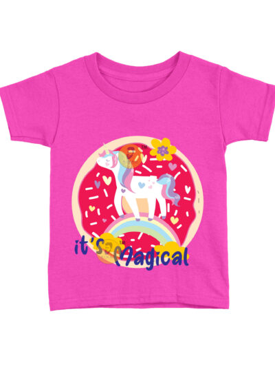 Its Magical Pink Kids Round Neck Printed T-Shirts