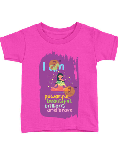 I am Powerful Pink Kids Round Neck Printed T-Shirts