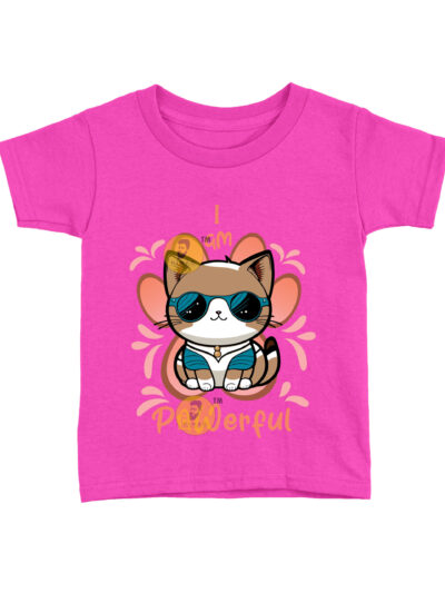 Pawerful Pink Kids Round Neck Printed T-Shirts