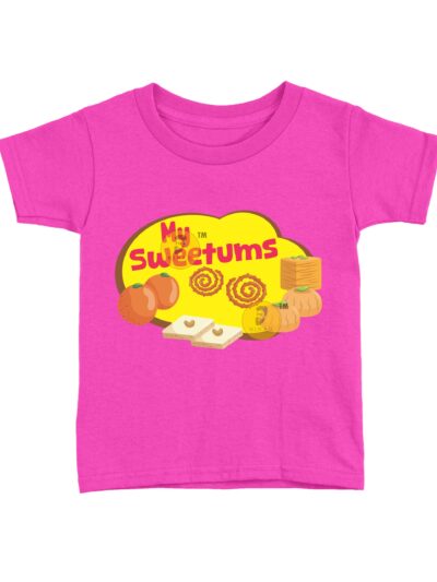 Sweetums Pink Kids Round Neck Printed T-Shirts