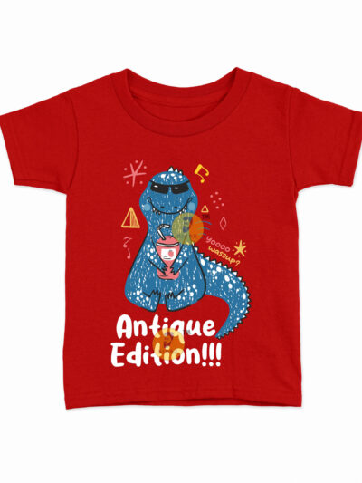 Antique Edition Red Kids Round Neck Printed T-Shirts