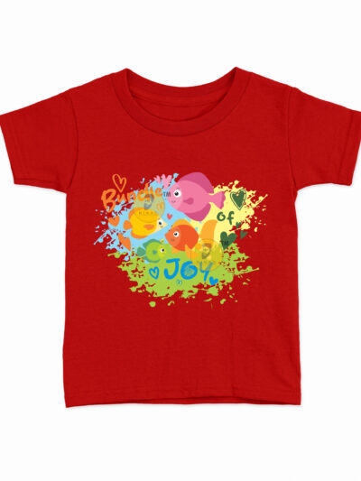 Bundle Of Joy Red Kids Round Neck Printed T-Shirts