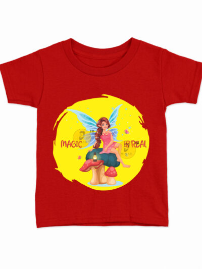 Fairy Red Kids Round Neck Printed T-Shirts