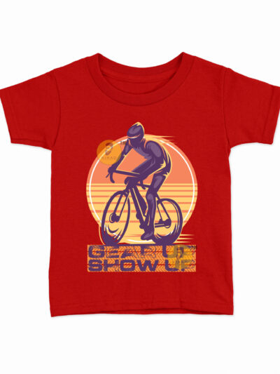 Gear Up Red Kids Round Neck Printed T-Shirts