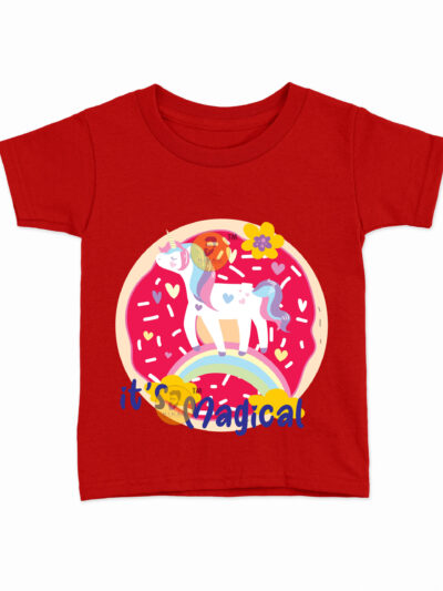 Its Magical Red Kids Round Neck Printed T-Shirts