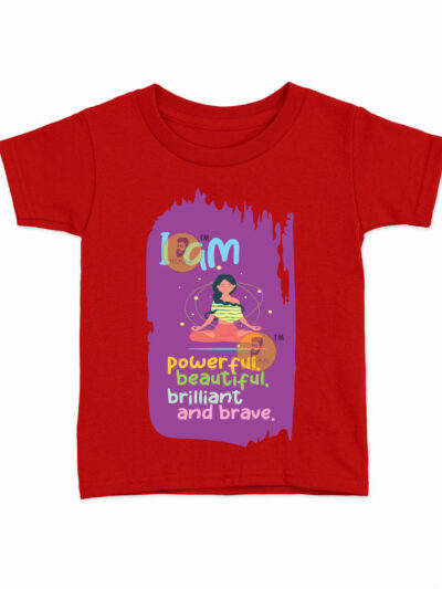 I am Powerful Red Kids Round Neck Printed T-Shirts