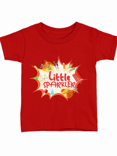 Little Sparkler Red Kids Round Neck Printed T-Shirts