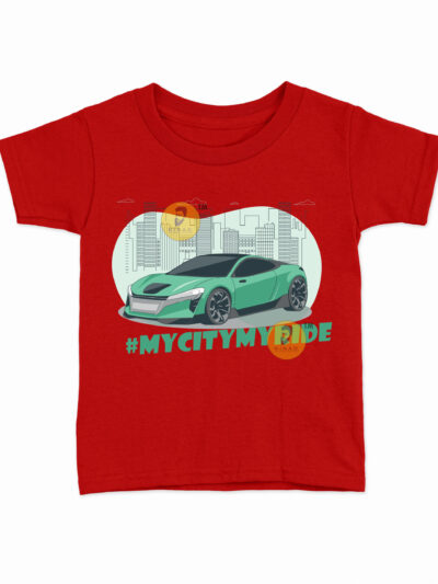 My City My Ride Red Kids Round Neck Printed T-Shirts