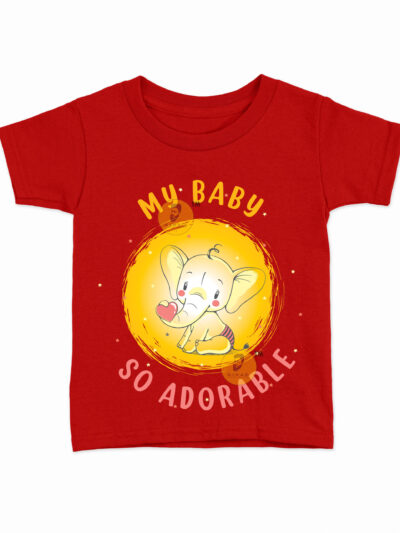 My Baby Red Kids Round Neck Printed T-Shirts