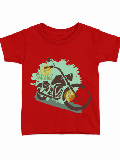 Obsessed for Ride Red Kids Round Neck Printed T-Shirts