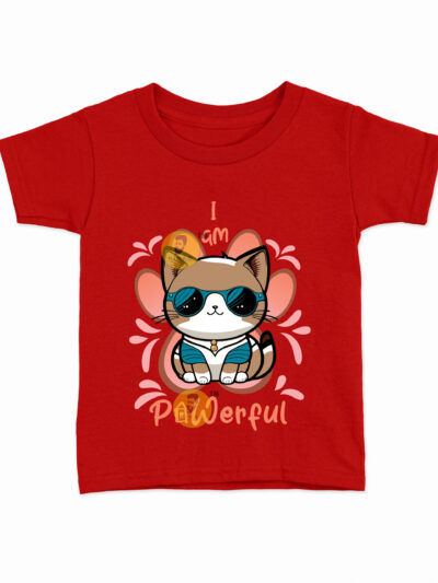 Pawerful Red Kids Round Neck Printed T-Shirts