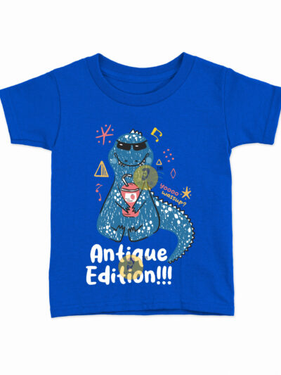 Antique Edition Royal Blue Kids Round Neck Printed T-Shirts