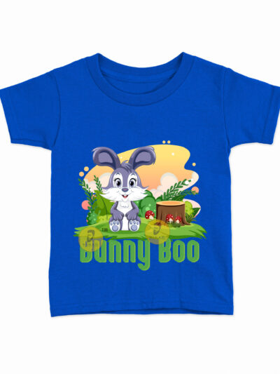 Bunny Boo Royal Blue Kids Round Neck Printed T-Shirts