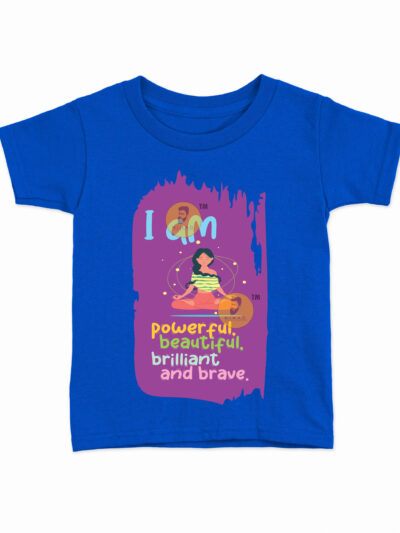 I am Powerful Royal Blue Kids Round Neck Printed T-Shirts