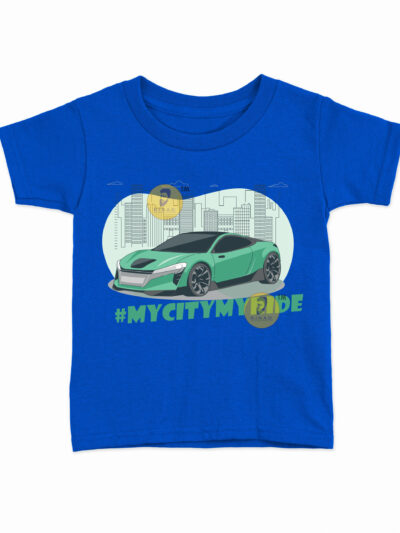 My City My Ride Royal Blue Kids Round Neck Printed T-Shirts