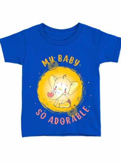 My Baby Royal Blue Kids Round Neck Printed T-Shirts