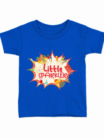 Little Sparkler Royal Blue Kids Round Neck Printed T-Shirts