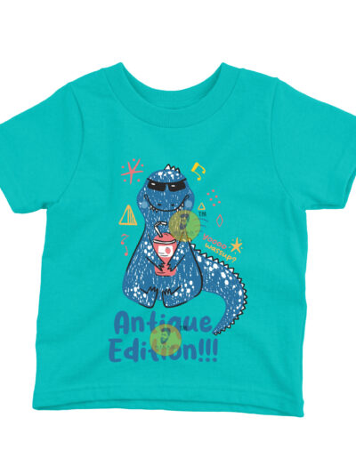 Antique Edition Teal Kids Round Neck Printed T-Shirts