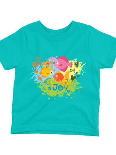 Bundle Of Joy Teal Kids Round Neck Printed T-Shirts