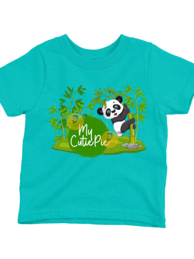 Cutie Pie Teal Kids Round Neck Printed T-Shirts