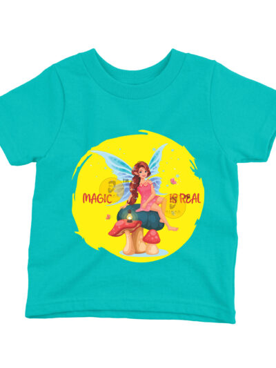 Fairy Teal Kids Round Neck Printed T-Shirts