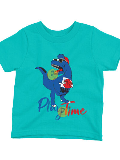 Playtime Teal Kids Round Neck Printed T-Shirts