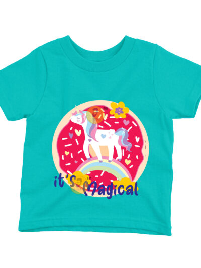 Its Magical Teal Kids Round Neck Printed T-Shirts