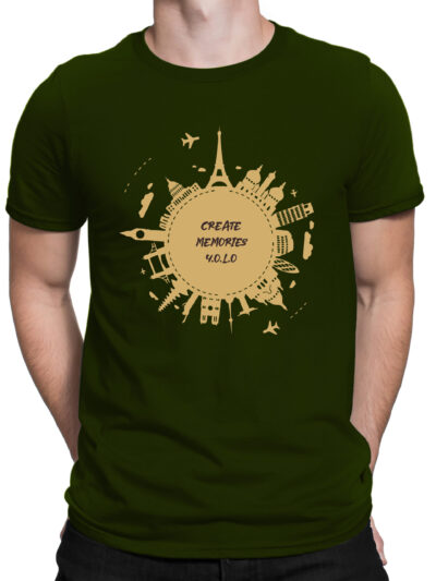 YOLO Olive Green Men Round Neck Printed T-Shirts Ninad Clothing
